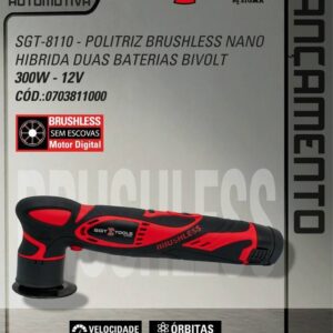 SGT-8110 - Politriz Brushless Nano Hibrida Duas Baterias Bivolt - 300W - 12V