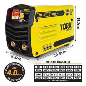Mma + TIG Lift - KAB180 - Inversor 180 Amperes