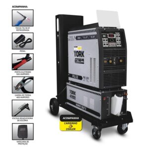 TIG HF + TIG Lift + Mma Vrd - Touch 350 AC/DC - Inversor 350 Amperes + Cooler + Carrinho