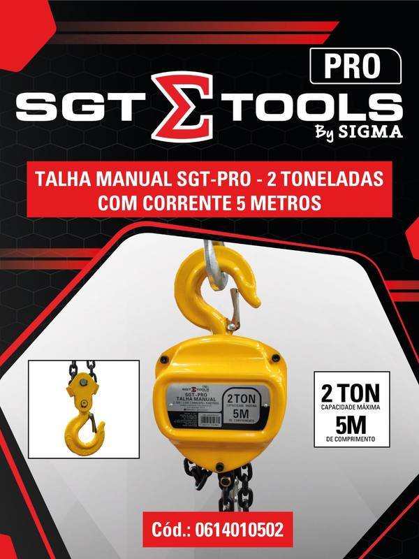 Talha Manual Sgt-Pro - 2 Toneladas com Corrente 5 Metros