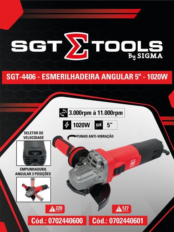 SGT-4406 - 220V - Esmerilhadeira Angular 5" - 1020W