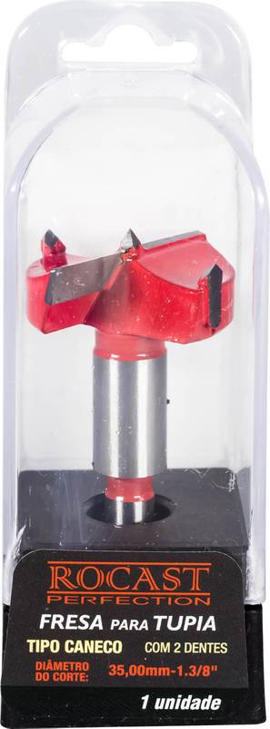 Fresa P/Tupia Tipo Caneco C/2 Dentes 35 MM