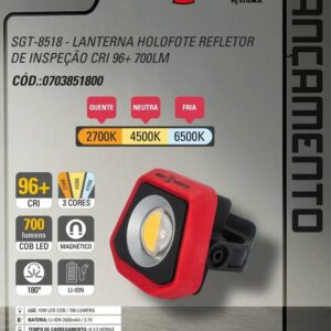 SGT-8518 - Lanterna Holofote Refletor de Inspecao Cri 96+ 700LM