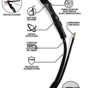 TOCHA TIG 9 SECA FLEXIVEL 9mm - 2 MTS