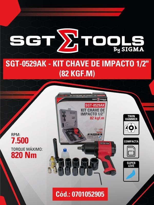 SGT-0529AK - KIT Chave de Impacto 1/2" (82 Kgf.m)