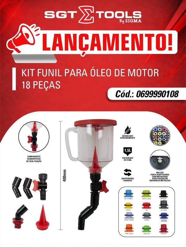 KIT Funil para Oleo de Motor - 18 Pecas
