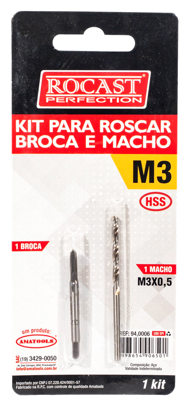KIT P/Roscar Broca e Machos-HSS M10X1,5