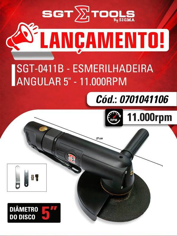 SGT-0411B - Esmerilhadeira Angular 5" - 0,5HP - 11000 RPM - M14