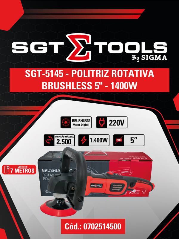 SGT-5145 - Politriz Rotativa Brushless 5" - 1400W