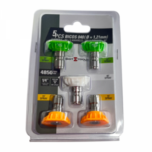 Jogo 5 Bicos 040 (Diam. 1,21MM) - 2 Verdes 25°, 2 Amarelos 15°, 1 Branco 40°