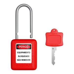 Cadeado Bloqueio Hast Metal Vermelho - 38X6,3MM
