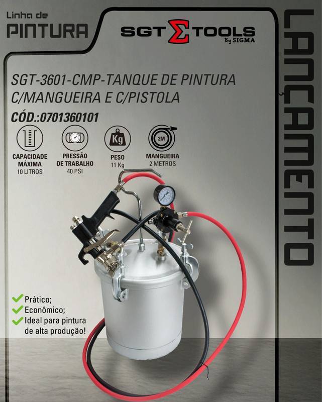 SGT-3601 - Cmp - Tanque de Pintura C/ Mangueira e C/ Pistola