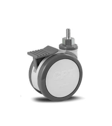 CPTE.05F.PU.E (0012) Roda Cpt 125MM PU C/ Rolamento Freio e Espiga - Branca (0012