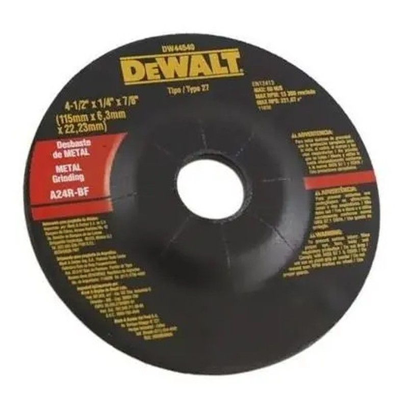 DEWALT DW44540 — Disco de Desbaste - Metal 4 1/2'' X 6,3MM X 7/8''