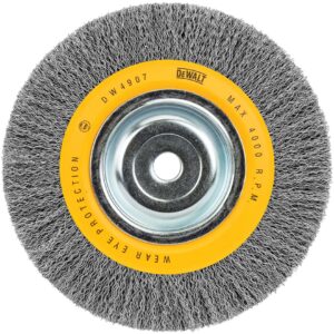 DEWALT DW4907 — Escova de Aço com Furo - Fio Fino 8" 5/8 .014 Larga (Ondulada)