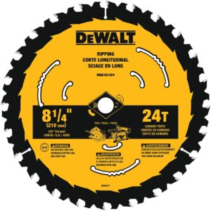 DEWALT DWA181424 — Lâmina Serra Circular - One Blade - 8 1/4" - 24D - Furo de 5/8" (16MM) CORTE Rápido de Madeiras Estruturais