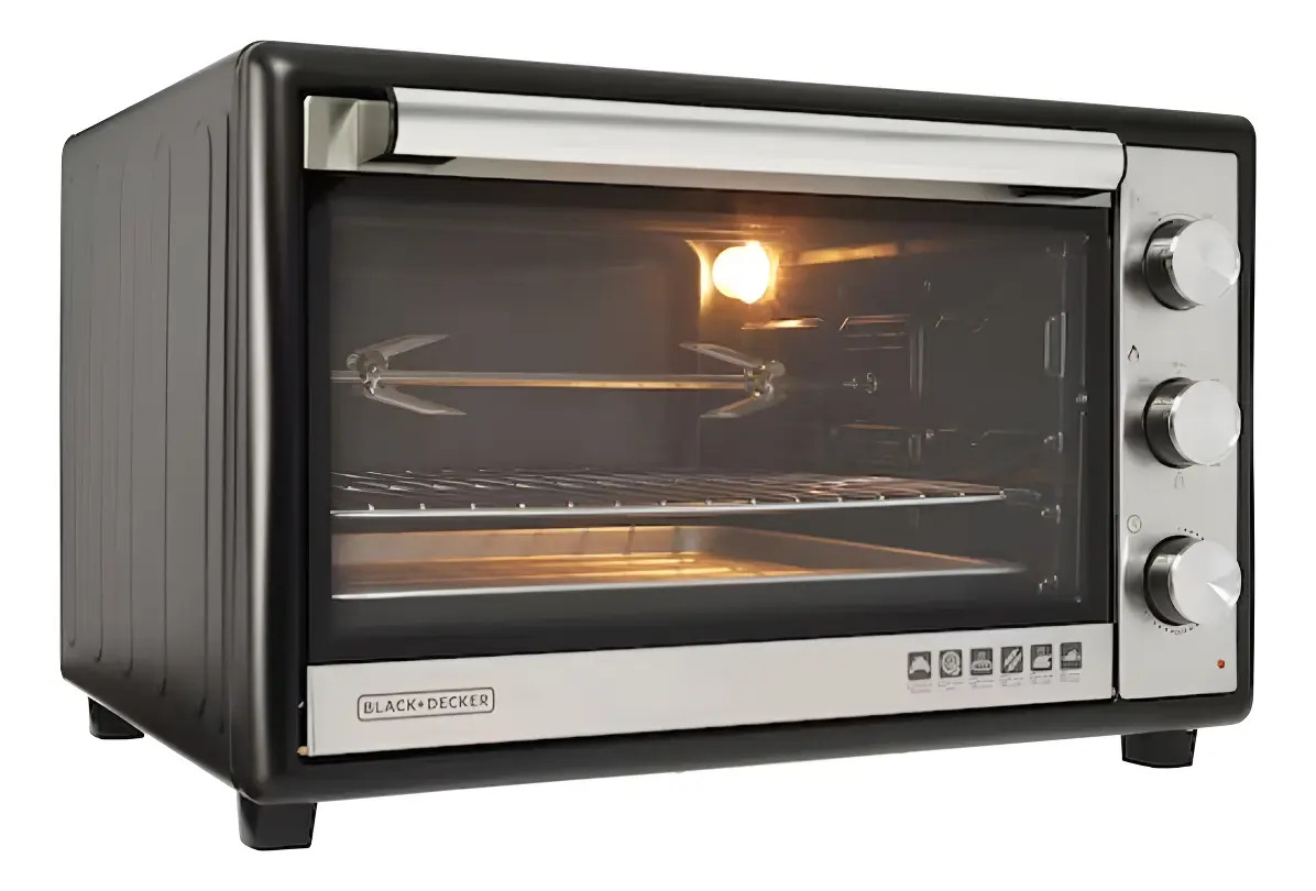 Black+decker FT60-B2 — Forno Elét 60 L,cjto Giratório de Rotisserie, Convecção, Rev Interno Antiaderente, 6 Resistências, 7 Funções, Timer 120M, 100-