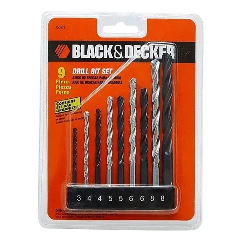 Black+decker 15557EP — JG. 9 BR Aço Rápido/Concreto (AR: 3MM, 4MM, 5MM, 6MM e 8MM + Concreto: 4MM, 5MM, 6MM e 8MM)