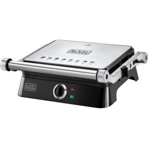 Black+decker G1400N-BR — Grill Elétrico, Abertura 180°, Controle de Temperatura, Luz Indicativa de Funcionamento, Chapas Antiaderentes, Prensa