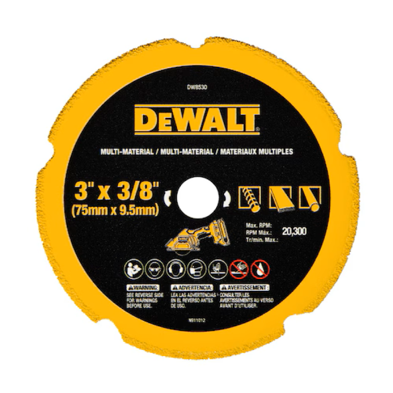 DEWALT DW8530 — Disco de Corte Diaman. 3"X3/8"-MULTIMAT - (DCS438B)