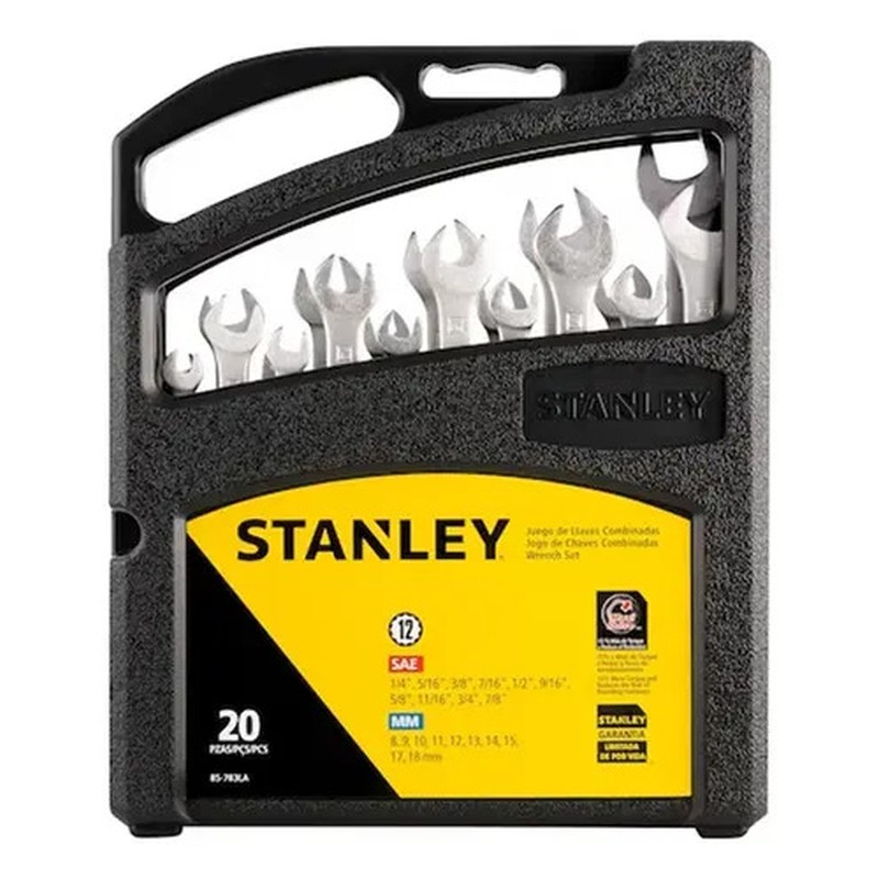 STANLEY 85-783LA — Jogo Chaves Combinada MM e POL 20 PCS