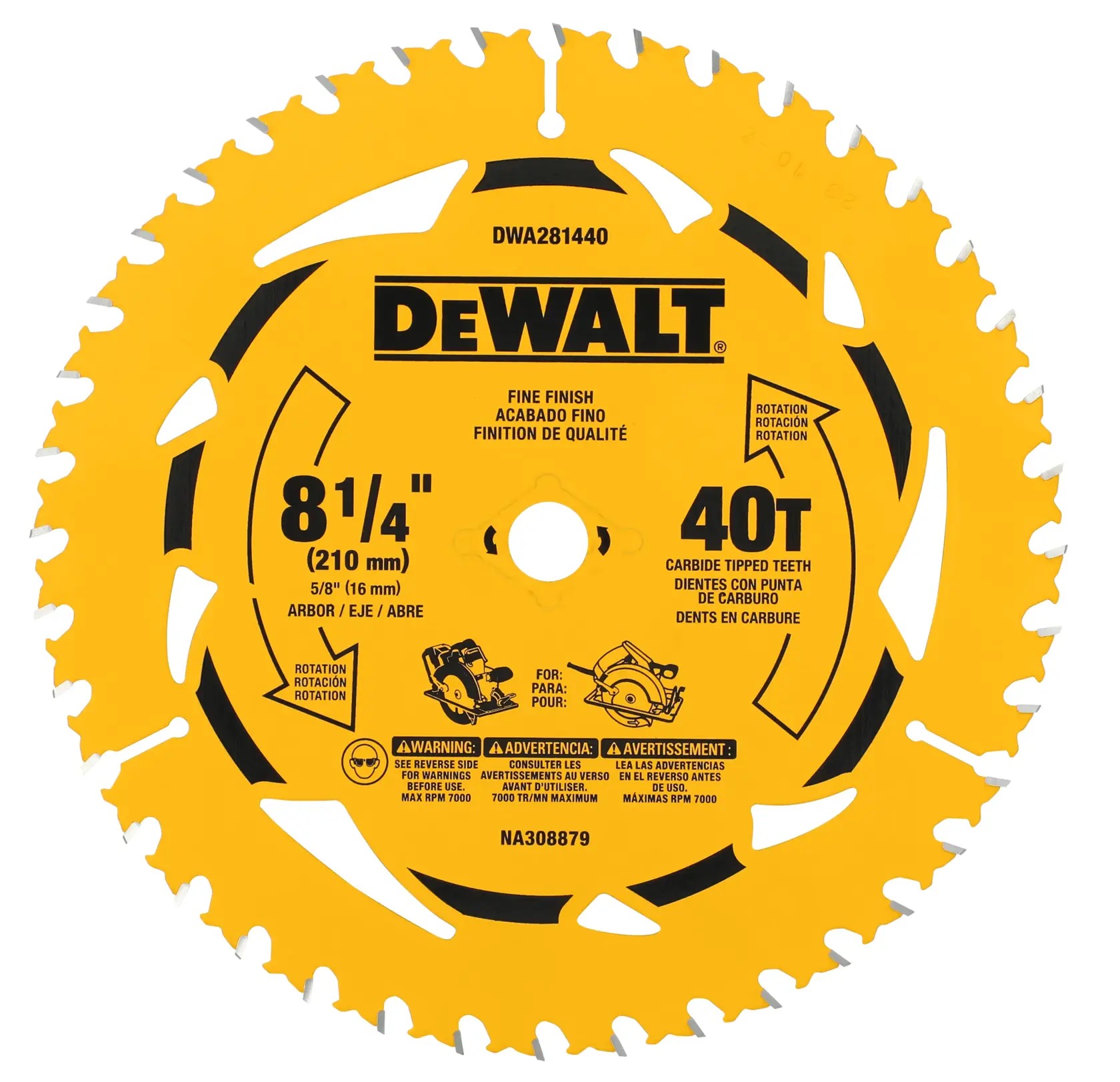 DEWALT DWA281440 — Lâmina Serra Circular One Blade - 8 1/4" (210MM) - 40D