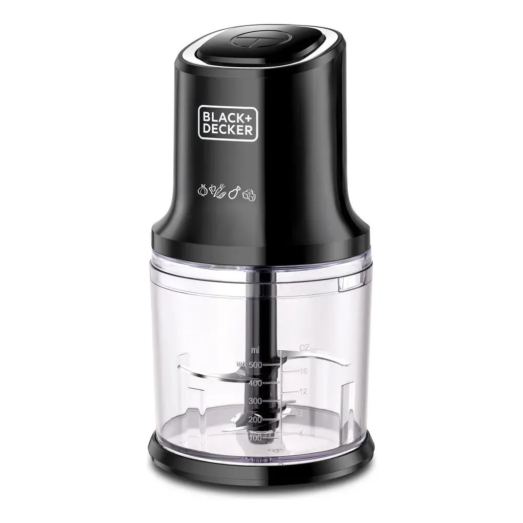Black+decker MP4-BR — Mini Processador, 1 Vel + Pulsar, 4 Lâminas, 500ML, 340W, 127V (Lançamento)