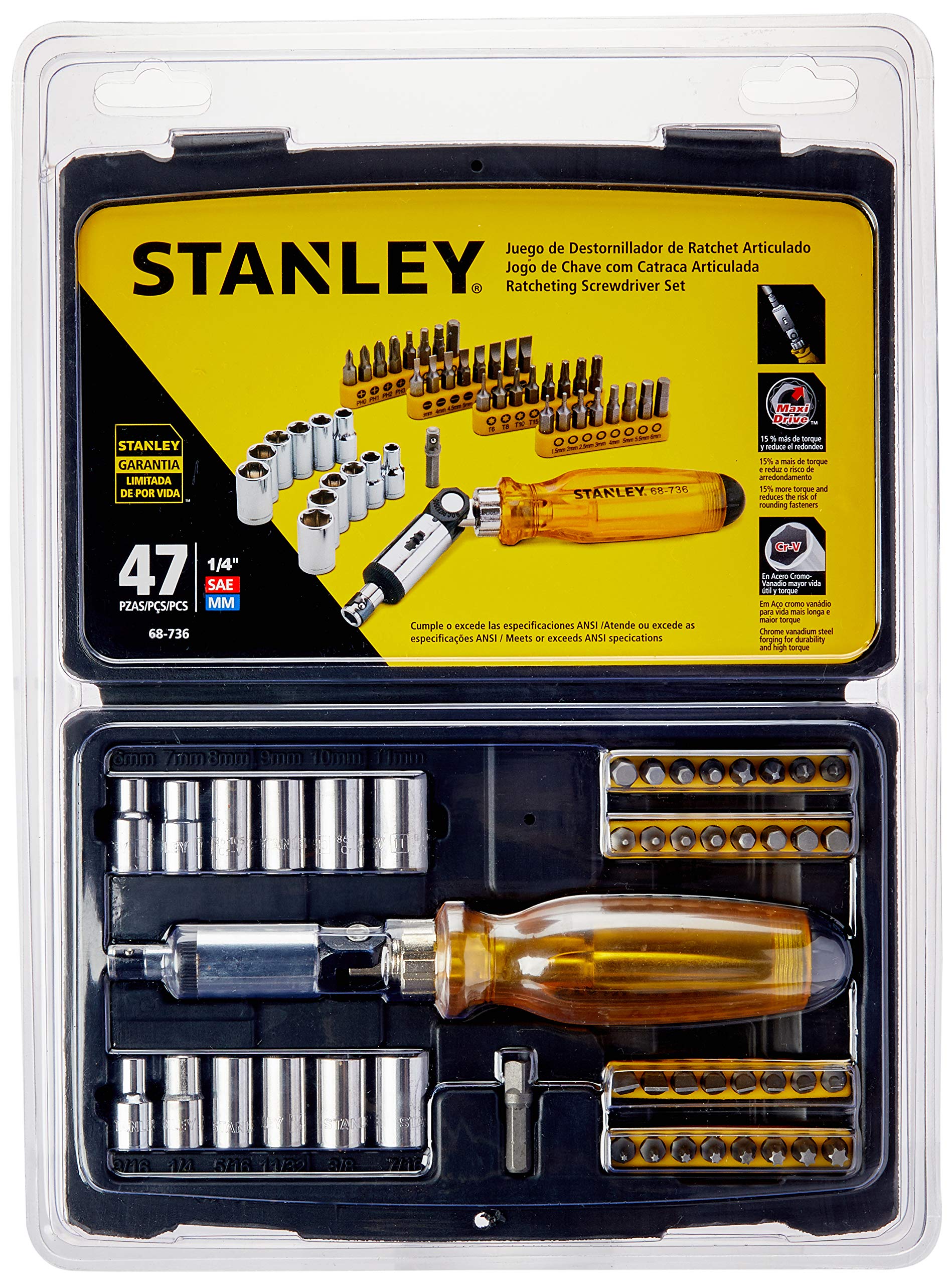 STANLEY STMT92802 — Jogo Chave Estrela Catraca 6PCS