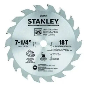 STANLEY STA7717 — Lâmina de Serra Circular 7-1/4" 18 Dentes - Furo 5/8" (16MM) - Corte Rápido Madeira