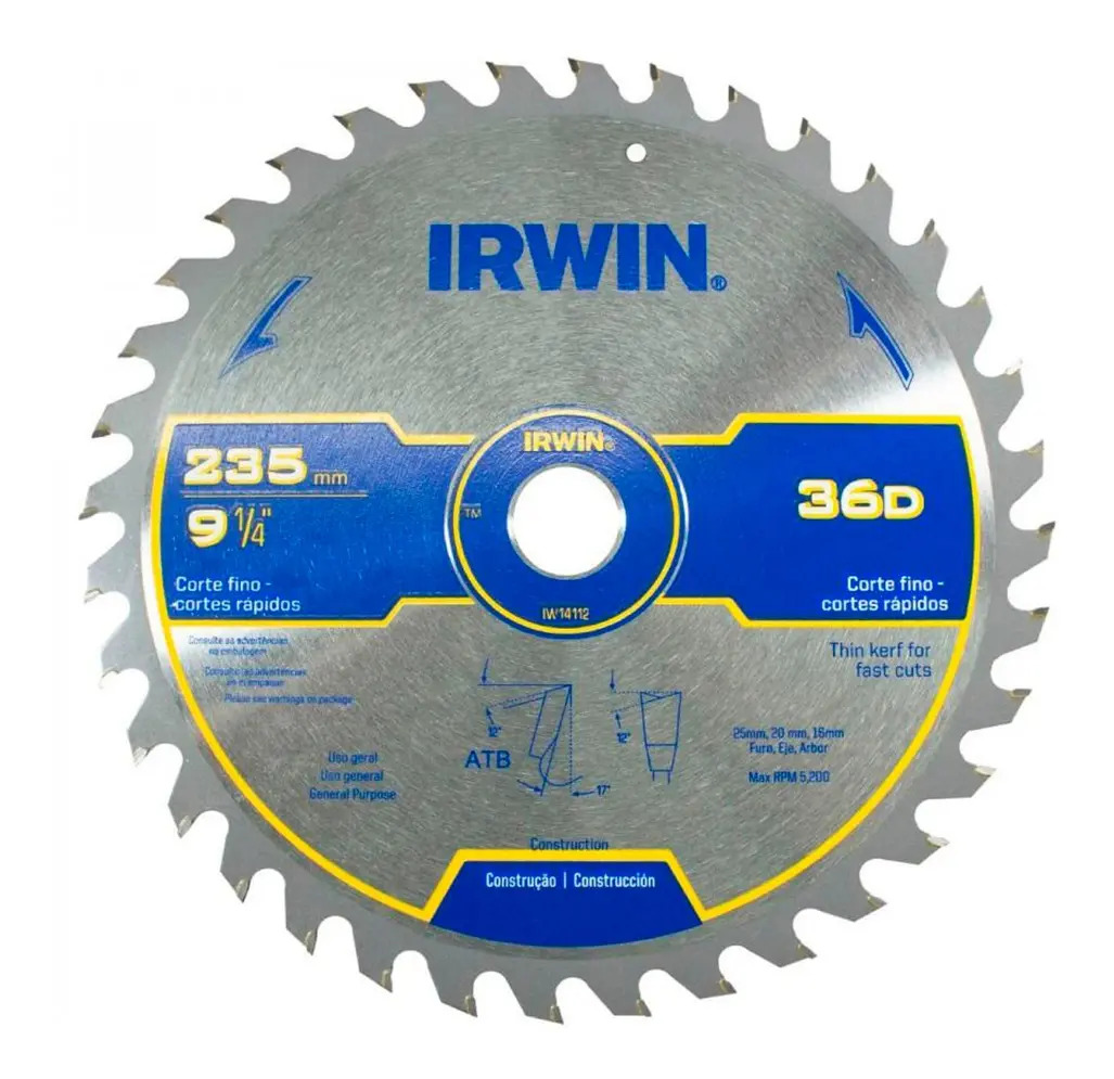 IRWIN IW14112 — Serra Cir-Cortes Rápidos 235MM X 36D X 25MM