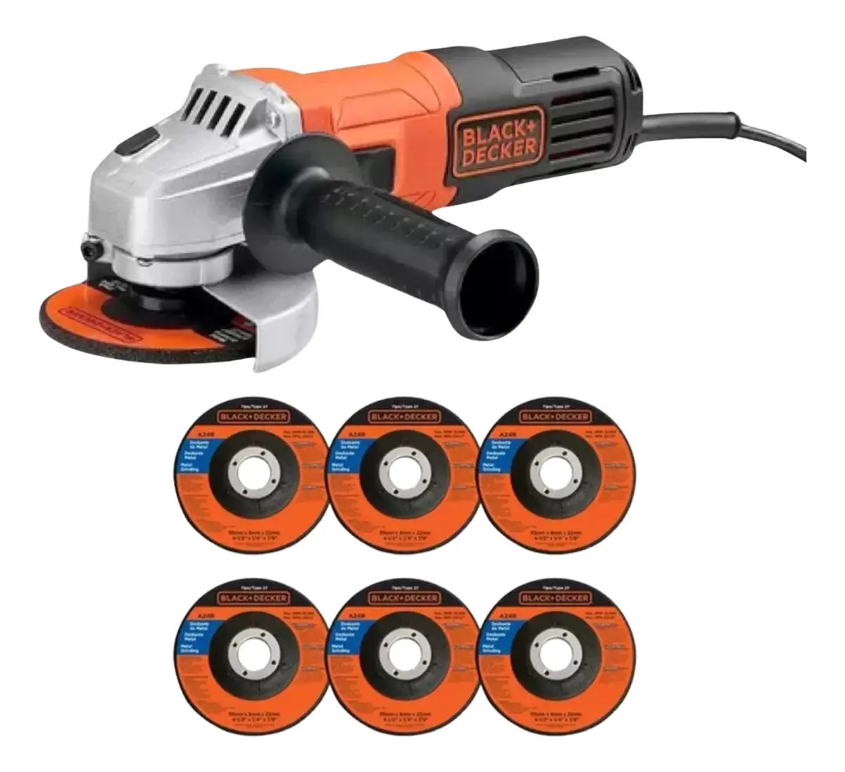 Black+decker G720X6DBR — Esmerilhadeira Angular 4-1/2" (115MM) 920W com 6 Discos - 127V