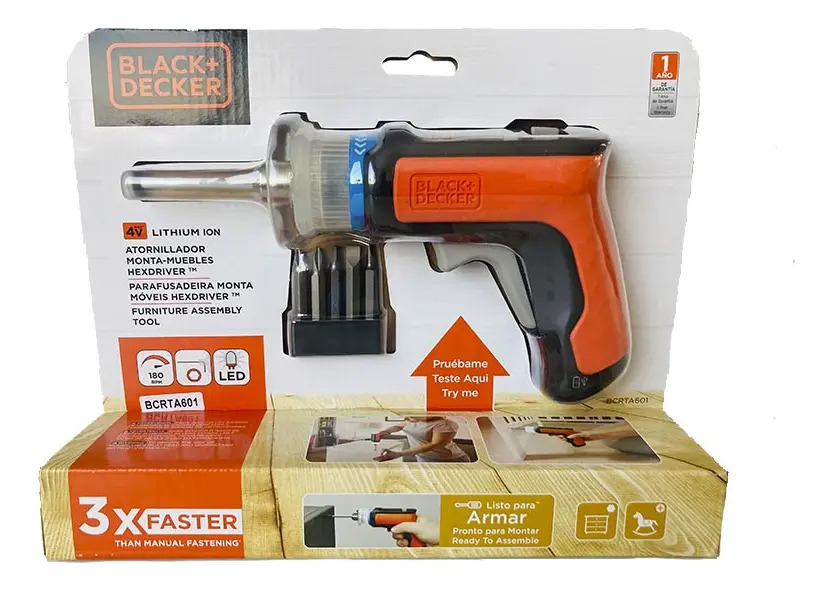 Black+decker BCRTA601-BR — Parafusadeira Monta Moveis Hexdriver 1/4 (6,35MM) 4V LI-Ion