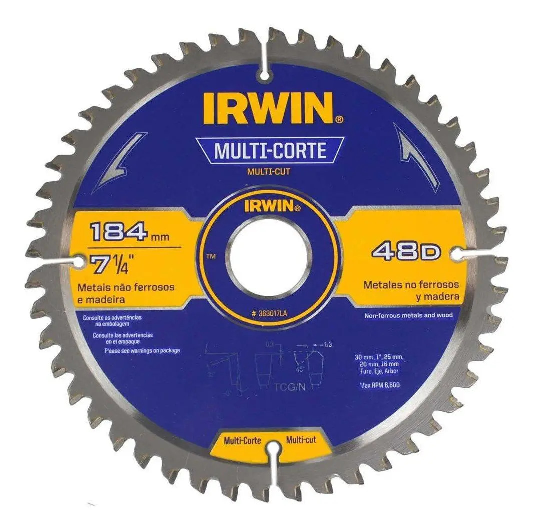 IRWIN 363017LA — Serra Cir Multicorte 184MM X 48D X 30MM