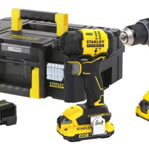 STANLEY SBDI466D2T-BR — Combo Paraf/Furad Impacto 1/2"(13MM) Paraf de Impacto 1/4" (6,35MM) C/ 2 Bat 20V Max* LI-Ion Brushless 2AH (SB202) Carreg