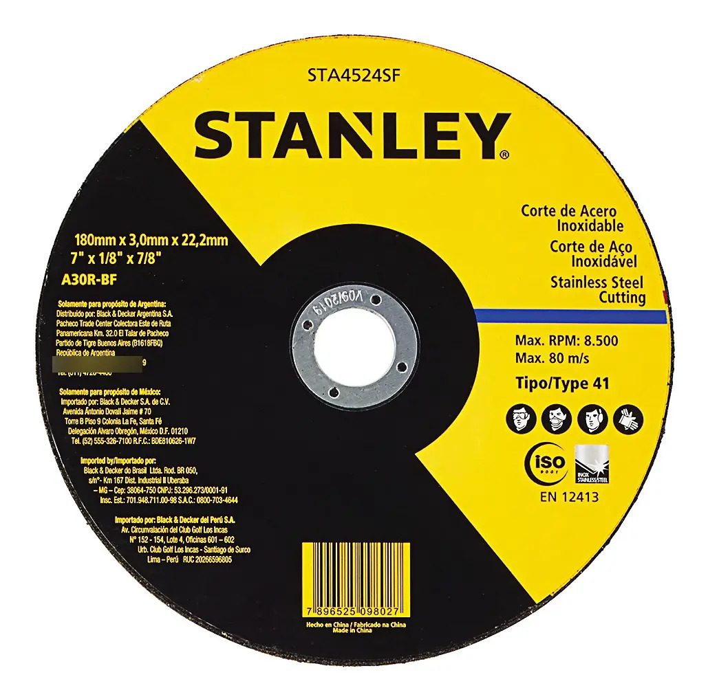 STANLEY STA4524SF — Disco de Corte - INOX 7" X 3,0MM X 7/8"