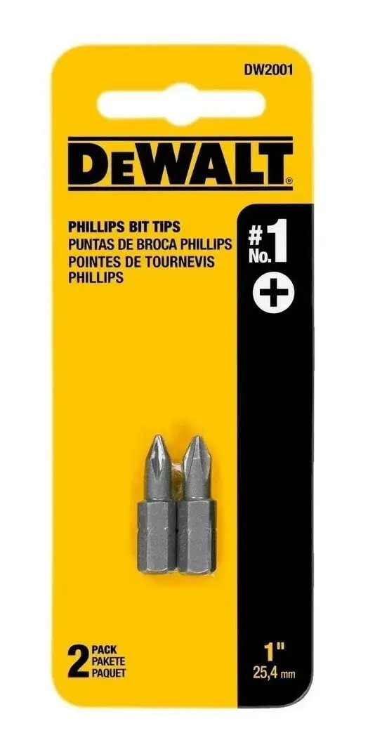 DEWALT DW2001Z — Ponta 1" Phillips # 1 - Cartela com 2 Unidades