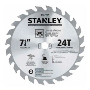 STANLEY STA7737 — Lâmina de Serra Circular 7-1/4" 24 Dentes - Furo 5/8" (16MM) - Corte Rápido Madeira
