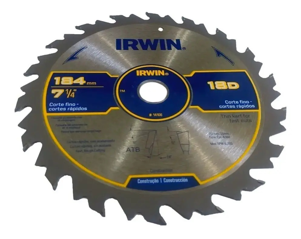IRWIN IW14106 — Serra Cir-Cortes Rápidos 184MM X 18D X 20MM