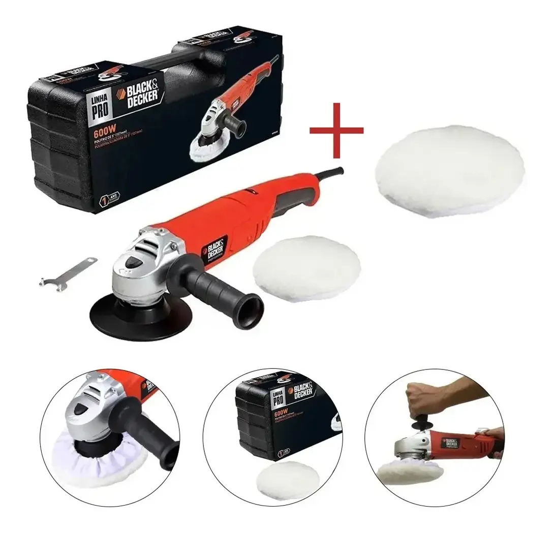 Black+decker WP600K-B2 — Politriz / Lixadeira 5" (127MM) 600W com Maleta e 2 Acessórios - 220V