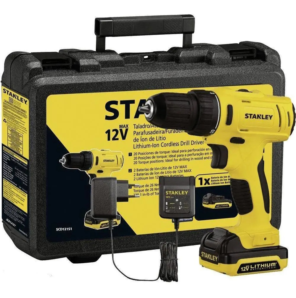 STANLEY SCD121S2K-BR — Paraf/Furad. 3/8" (10MM) 12V Max* C/ 2 Bat e Maleta
