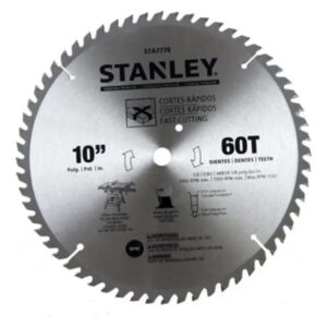 STANLEY STA7770 — Lâmina de Serra Esquadria 10" 60 Dentes - Furo 5/8" (16MM) - Corte Madeira