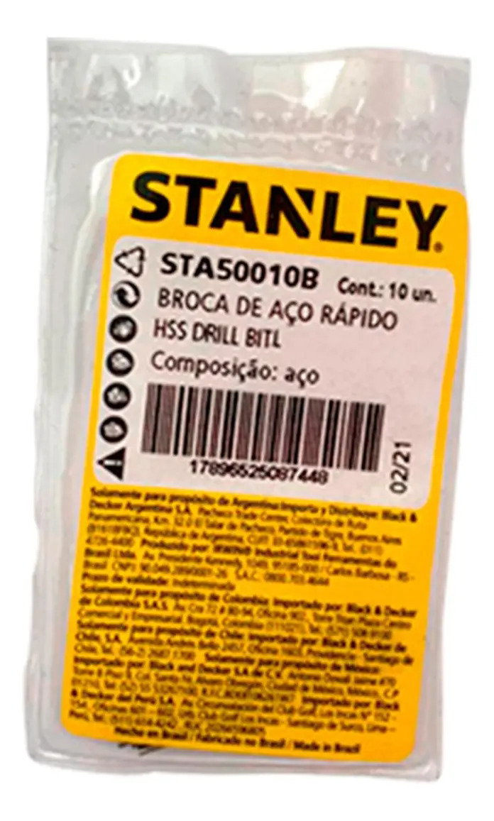 STANLEY STA51164B — Broca AR Helicoidal ANSI B 94 11M P/ Metal STANLEY 81MM X 11/64" - Granel
