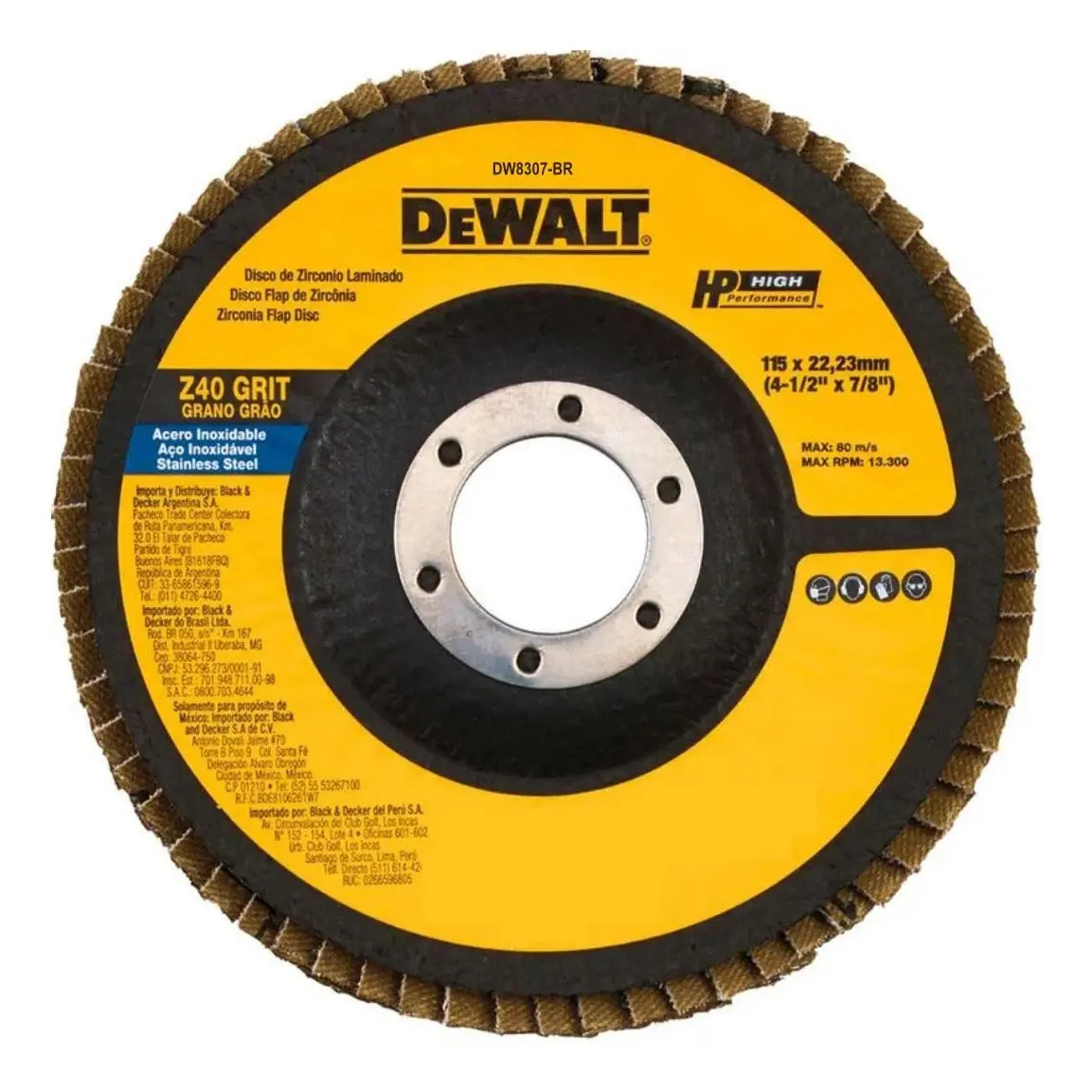 DEWALT DW8307-BR — Disco Flap Fibra Con 4 1/2" X 7/8" Z 40