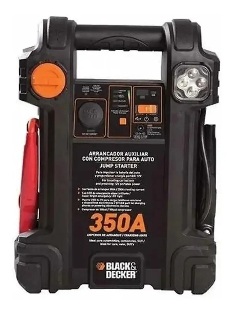 Black+decker JS350CC-BR — Arrancador Auxiliar de Partida com Compressor Inflador Integrado 350A 12V Bivolt