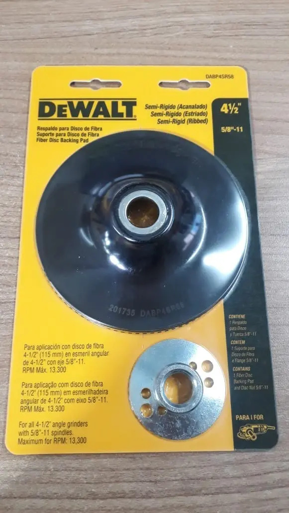 DEWALT DABP4SR58 — Suporte Disco Lixa 4.5"- Semi Rigido 5/8"