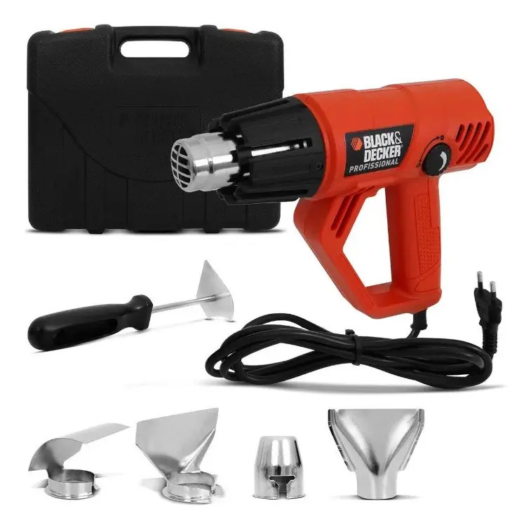 Black+decker HG2000K-B2 — Soprador Térmico 1.800W com Maleta 5 Acessórios - 220V