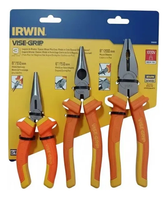 IRWIN Conjunto de Alicates Isolados 3 Pecas - Blister