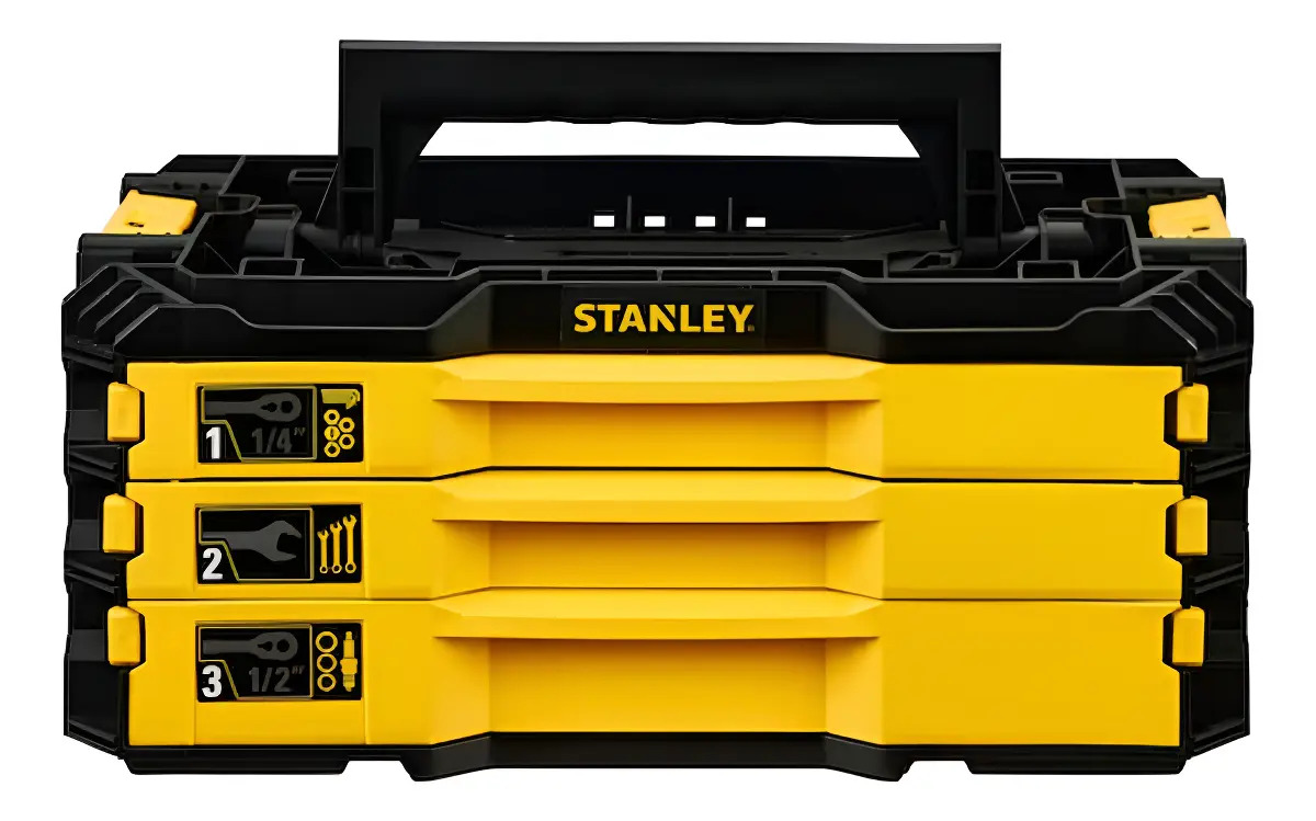 STANLEY STMT98107-LA — Caixa Bau 3 Gavetas Jogo Ferramentas Mecanicas 126 Peças