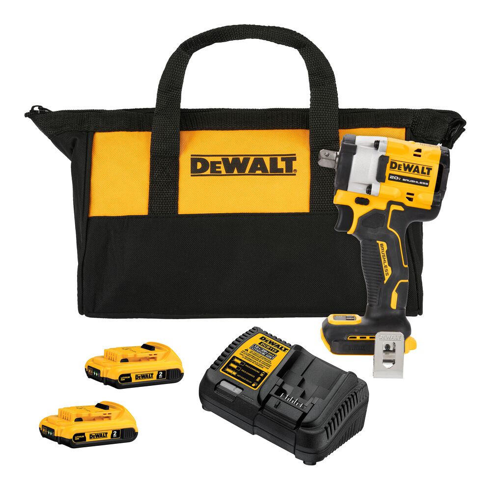 DEWALT DCF922D2-BR — Chave de Impacto Atomic 1/2"(13MM) 20V Max* LI-Ion Brushless 2 Bat 2AH (DCB203) Carreg Bivolt 4AH e Bolsa