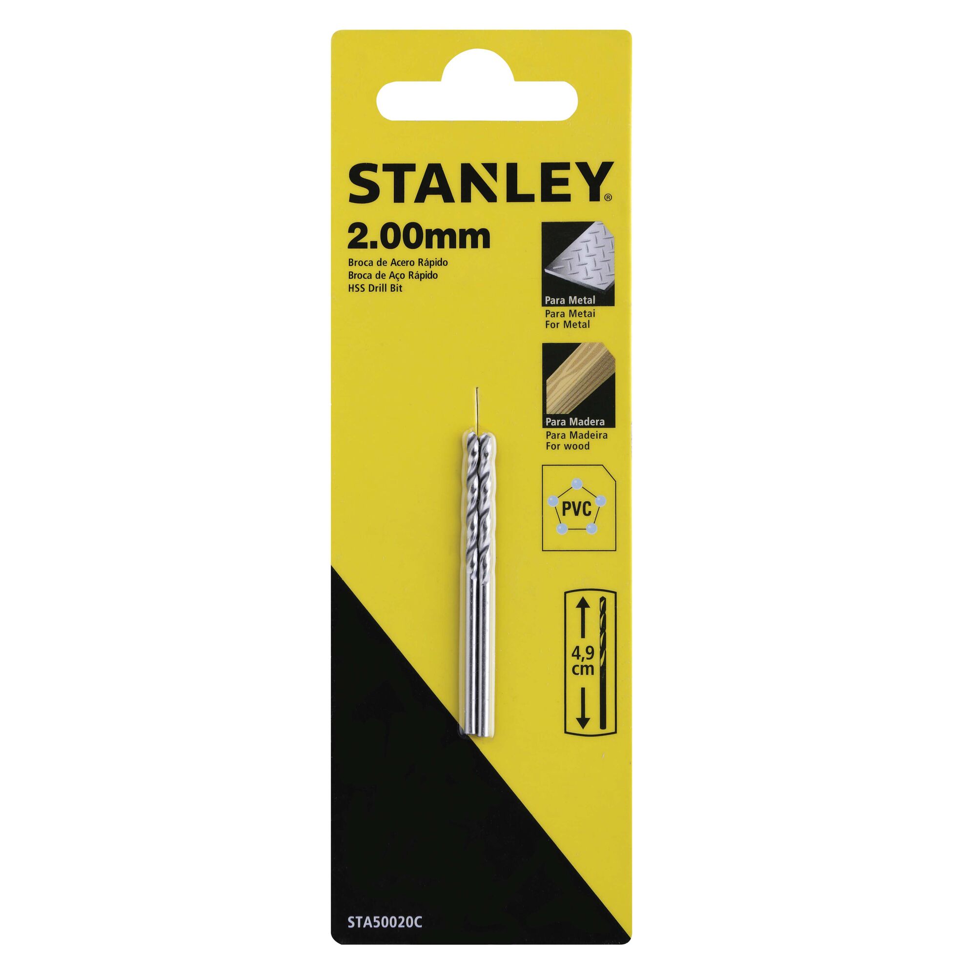 STANLEY STA50020C — Broca AR Helicoidal DIN 338 P/ Metal STANLEY 48MM X 02.00MM - Autosserviço